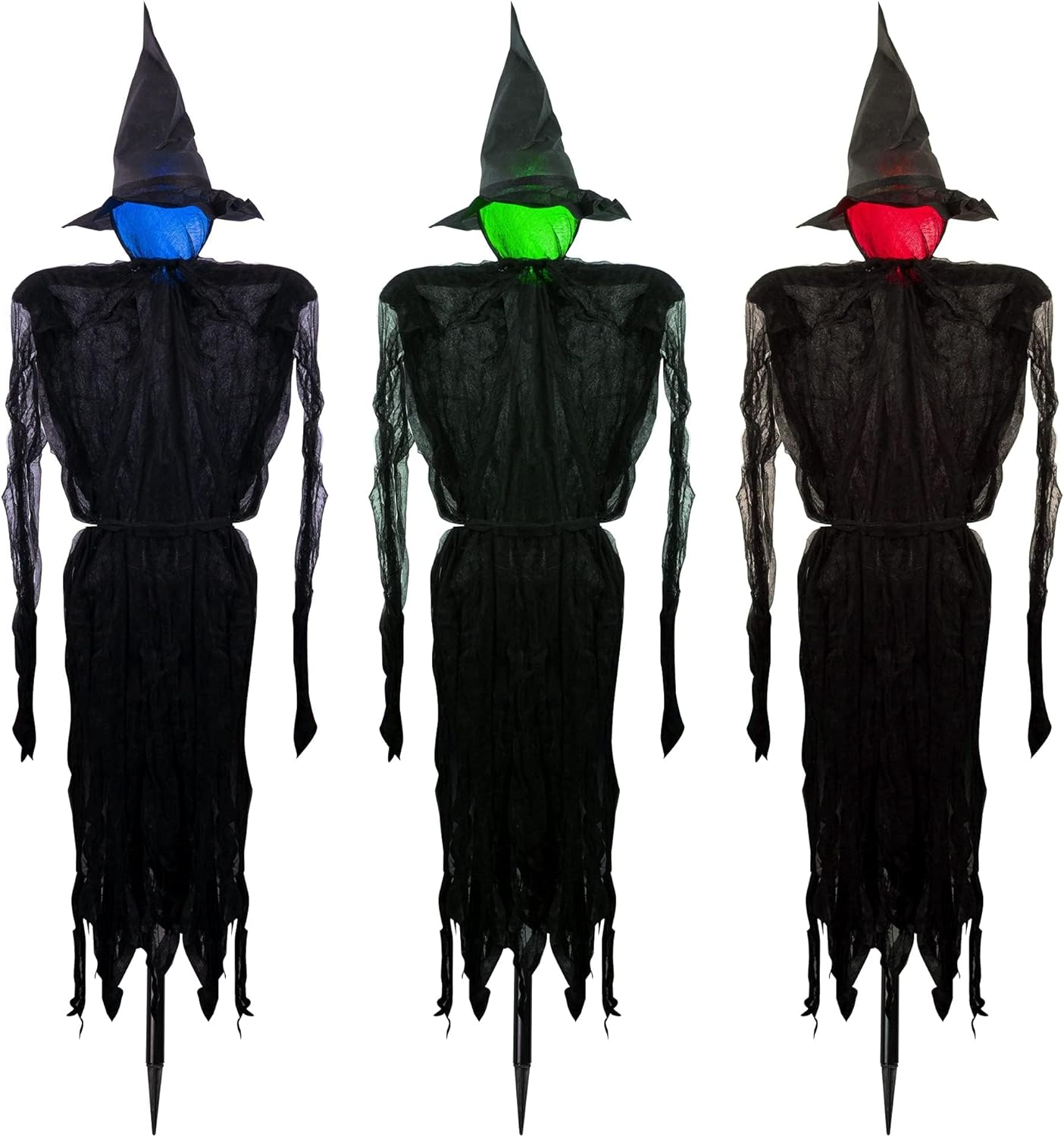 Dazzle Bright Halloween Decorations, 6 FT Set of 3 Light Up Halloween Witch with Stakes, Witch Decorations for Outdoor Garden Yard Lawn Haunted House Decor
