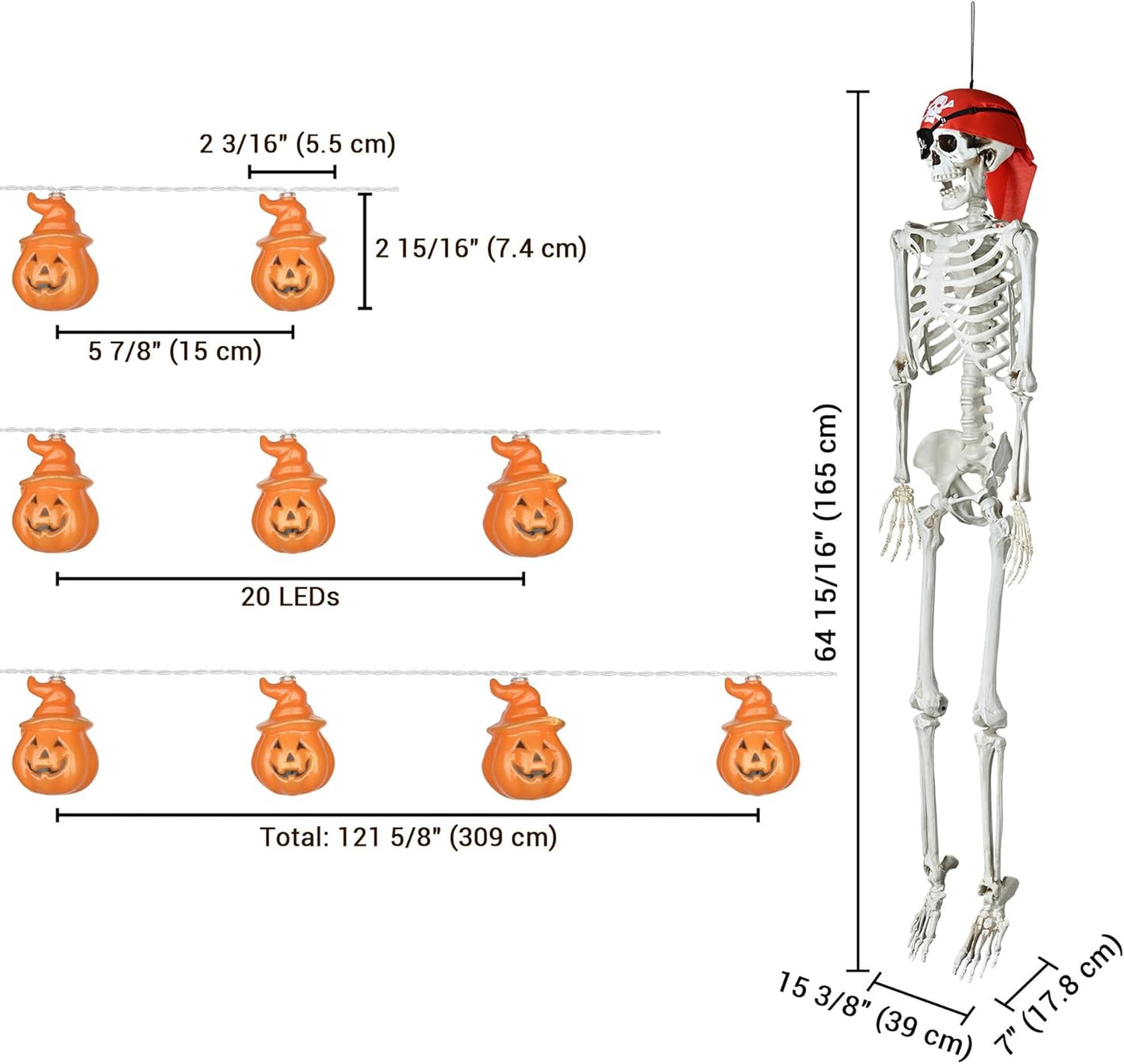Halloween Lights Full Size Skeleton 5.4 Ft