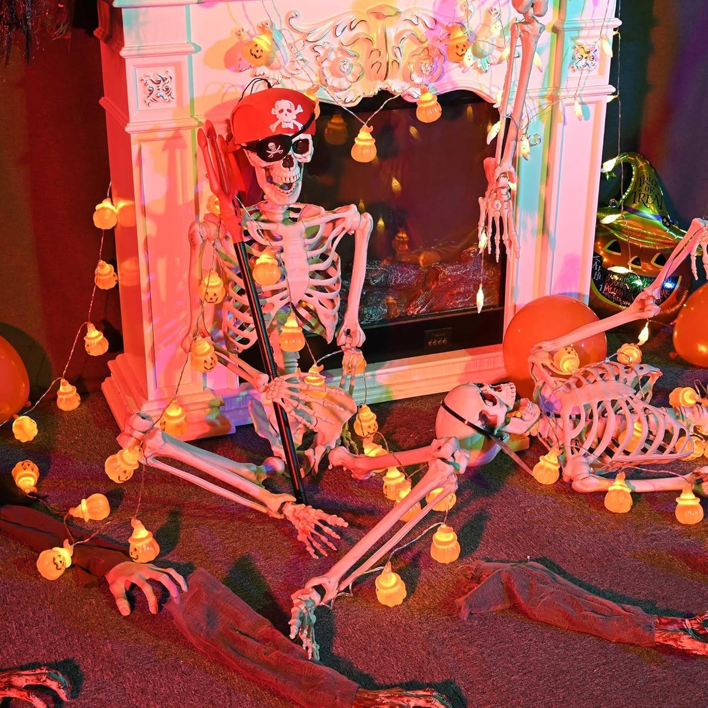 Halloween Lights Full Size Skeleton 5.4 Ft