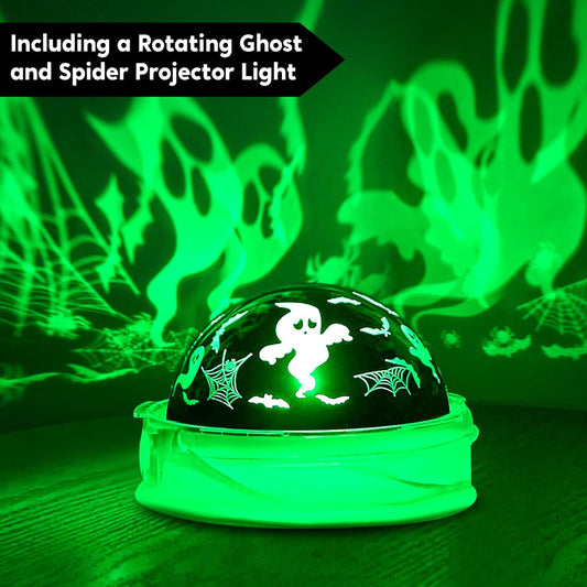 6 Ft Halloween Inflatable Witch and Cauldron Decoration with Projecting Rotating Green Ghost Light